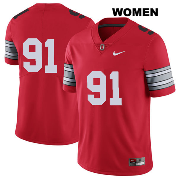 Ohio State Buckeyes Women's Drue Chrisman #91 Red Authentic Nike 2018 Spring Game No Name College NCAA Stitched Football Jersey VO19B45OC